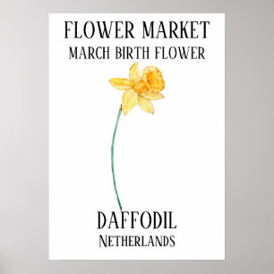 Bloemenmarkt Geboortebloem MAART Kunstdruk Poster