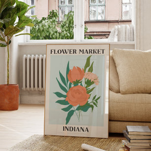 Bloemenmarkt Indiana Peach Peony Bloemstuk Poster