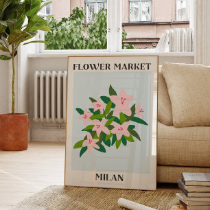 Bloemenmarkt Milaan Roze Lelie Bloem Floral Poster
