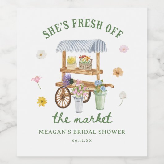 Bloemenmarkt vers van het Vrijgezellenfeest van de Wijn Etiket (Enkel label)