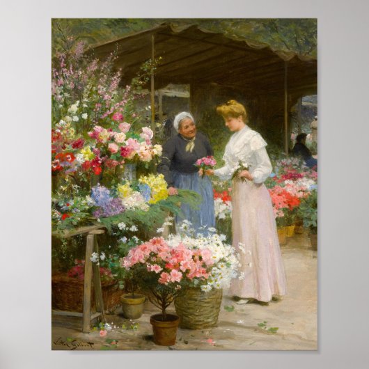 bloemenmarkt | Victor Gabriel Gilbert Poster (Voorkant)