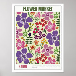 Bloemenmarkt Zuidoost-Azië Hanoi Poster