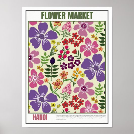 Bloemenmarkt Zuidoost-Azië Hanoi Poster (Voorkant)