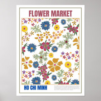Bloemenmarkt Zuidoost-Azië Ho Chi Minh Poster