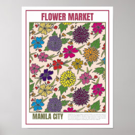 Bloemenmarkt Zuidoost-Azië Manilla Poster
