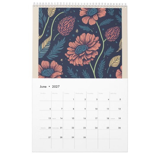 Bloemenmarktkalender kalender (Jun 2027)