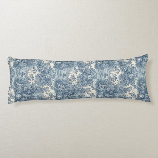  bloemenmeer Blue toile de jouy Lichaamskussen (Achterkant)