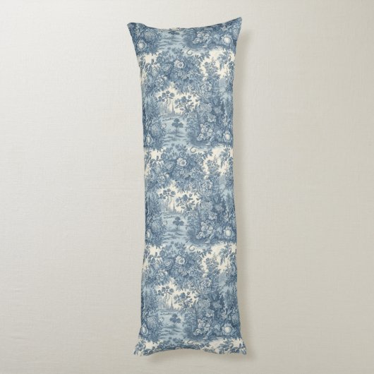  bloemenmeer Blue toile de jouy Lichaamskussen (Achterkant (Verticaal))