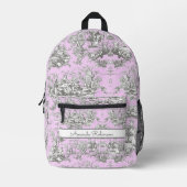  bloemenmeertje roze toile de jouy monogram ac bedrukte rugzak (Voorkant)