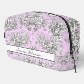  bloemenmeertje roze toile de jouy monogram ac toilettasje (Rechterhoek)