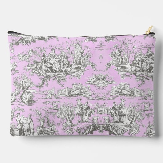 bloemenmeertje roze toile de jouy monogram etui (Achterkant)