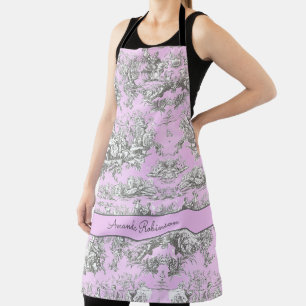  bloemenmeertje roze toile de jouy monogram schort