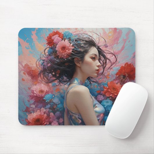 Bloemenmeisje #1 muismat (Met muis)