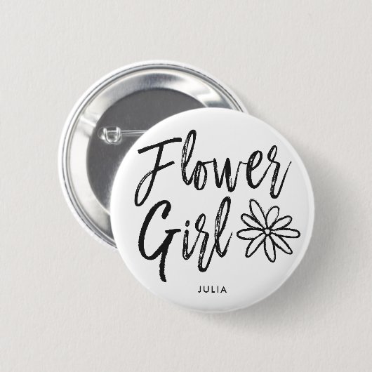bloemenmeisje | Aangepaste bruiloft in Script-stij Ronde Button 5,7 Cm (Voorkant /achterkant)