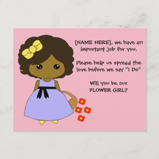 Bloemenmeisje Aanzoekkaart - Bruin haar Kaart