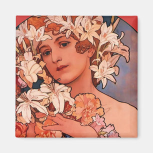 Bloemenmeisje Art Nouveau Magnet Magneet