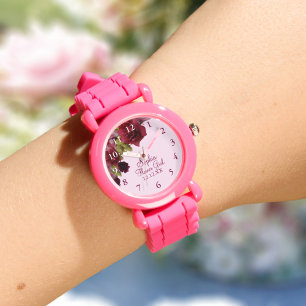 Bloemenmeisje Bourgondië Floral Wedding Favor Watc Horloge