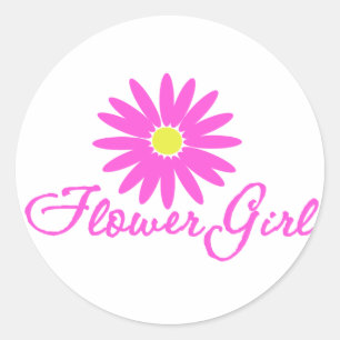 Bloemenmeisje Daisy/ Roze Ronde Sticker