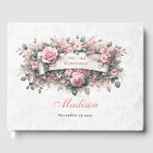 Bloemenmeisje eerste Holly Communion gastenboek