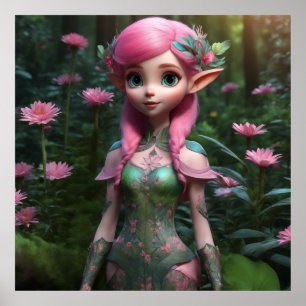 Bloemenmeisje Elf Poster
