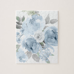 Bloemenmeisje Gift Dusty Blue Wedding Floral Bouqu Legpuzzel