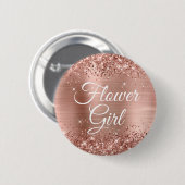 Bloemenmeisje Glittery Roos Gold Foil Ronde Button 5,7 Cm (Voorkant /achterkant)