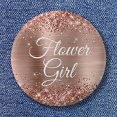 Bloemenmeisje Glittery Roos Gold Foil Ronde Button 5,7 Cm