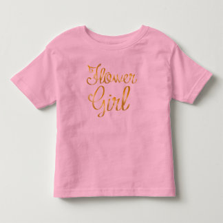 Bloemenmeisje Gold Ruffle Roze T-shirt