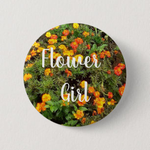 Bloemenmeisje in Vintage Botanische Tuin Ronde Button 5,7 Cm