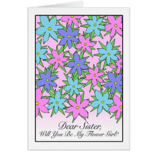Bloemenmeisje Invitation for Sister, Pastel Flower