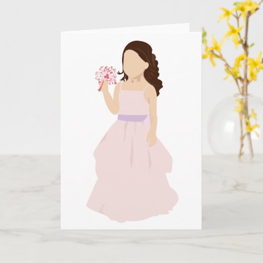 Bloemenmeisje Kaart (Gele Bloem)