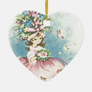 Bloemenmeisje Keramisch Ornament