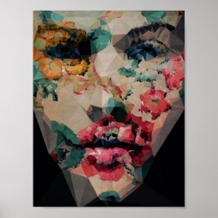 Bloemenmeisje - Kubistika van Boris Draschoff Poster