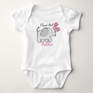 Bloemenmeisje olifant met roze bloemen romper