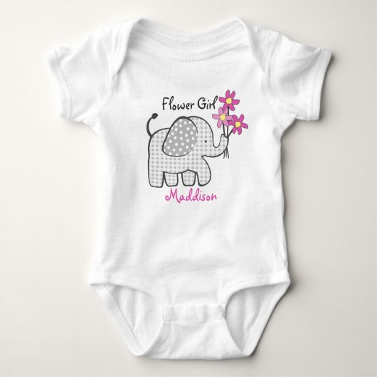 Bloemenmeisje olifant met roze bloemen romper (Voorkant)