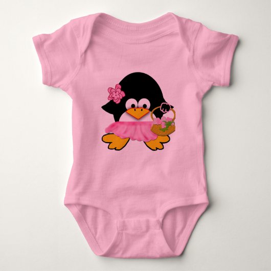 Bloemenmeisje Penguin Baby Romper (Voorkant)