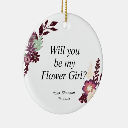 Bloemenmeisje proposal Personalized Jr. Bridesmaid Keramisch Ornament (Rechts)
