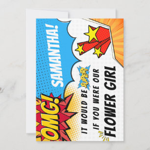 Bloemenmeisje Proposal - Superhero Theme Kaart