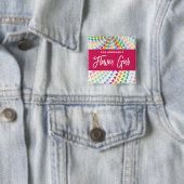 BLOEMENMEISJE regenboog harten strooit chique brui Vierkante Button 5,1 Cm (In situ)