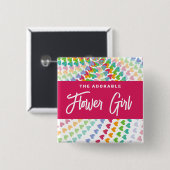 BLOEMENMEISJE regenboog harten strooit chique brui Vierkante Button 5,1 Cm (Voorkant /achterkant)