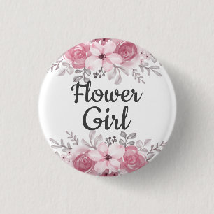 Bloemenmeisje ronde button 3,2 cm