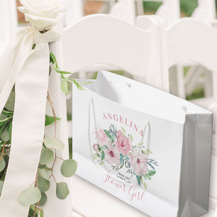 Bloemenmeisje roze pioen bloemboeket groot cadeauzakje