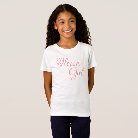 Bloemenmeisje Roze script legant T-shirt (Voorkant volledig)