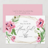 Bloemenmeisje | Roze Waterverfklaprozen Kaart (Voorkant / Achterkant)