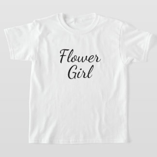 Bloemenmeisje Script Typografie op wit T-shirt