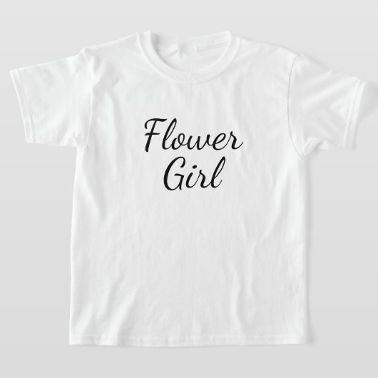 Bloemenmeisje Script Typografie op wit T-shirt (Laagn)