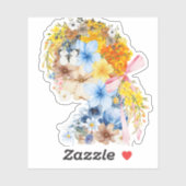 Bloemenmeisje Sticker Art (Vel)