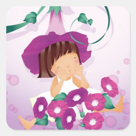 Bloemenmeisje Stickers (Voorkant)