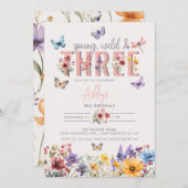 Bloemenmeisje Verjaardag | 3e verjaardag Kaart (Voorkant / Achterkant)