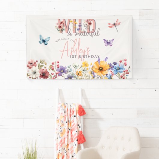 Bloemenmeisje Verjaardag | Wild & Oeverful Welkom Spandoek (Insitu)